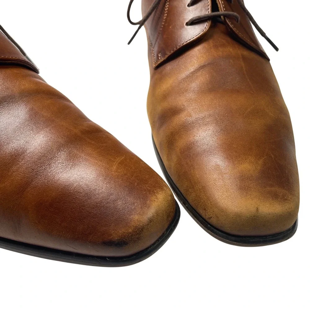 Florsheim Mens Kierland Brown Leather Oxford Dress Shoes Lace Up Size 12D‎ Toned
